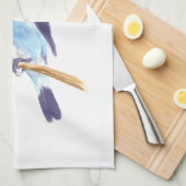 Blauwe vogel theedoek (Quarter Fold)