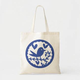 Blauwe vogel tote bag