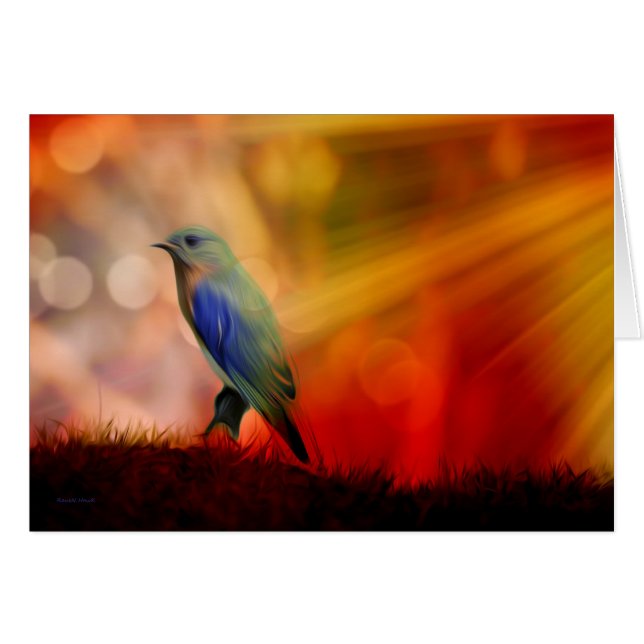 Blauwe vogel van geluk (Voorkant Horizontaal)