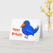 Blauwe vogel van geluk kaart (Gele Bloem)