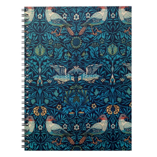  blauwe vogel van William Morris Notitieboek (Voorkant)
