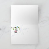 Blauwe vogel, vogelkooi bedankkaart (Binnen)