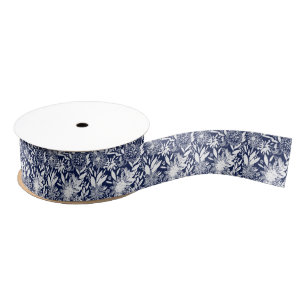  Blauwe Vogelliefde Floral Tuin Grosgrain Lint
