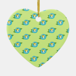Blauwe vogelnesten Kleurrijke eieren Groene laat N Keramisch Ornament