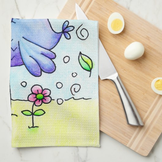 Blauwe vogelpest en bloemen theedoek (Quarter Fold)