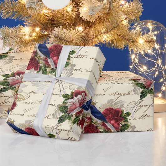  blauwe vogelpest kerstmis cadeaupapier (Feestdagen)