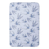 Blauwe vogelpest White  Chinoiserie Badmat (Voorkant Verticaal)