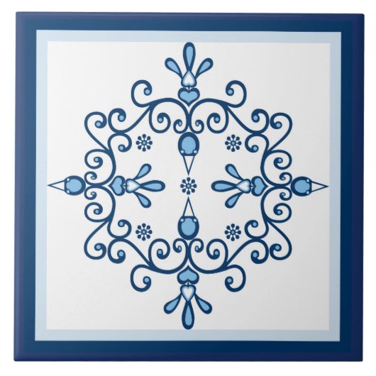 Blauwe vogels blauw en witte vogels op wit tegeltje (Voorkant)