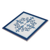 Blauwe vogels blauw en witte vogels op wit tegeltje (Zijkant)