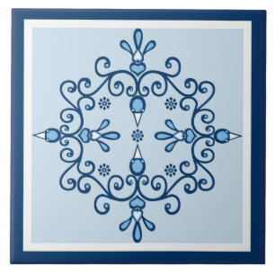 Blauwe vogels blauw en witte vogels tegeltje