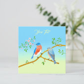 Blauwe vogels Bleekblauw & Groen Vlakke kaart (Staand voorkant)