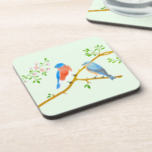Blauwe vogels Bleekgroene onderzetters