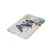  blauwe vogels bloemen Italiaanse bathmat Badmat (Gekanteld)