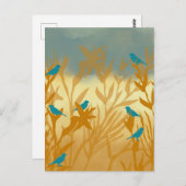 Blauwe vogels briefkaart (Voorkant / Achterkant)