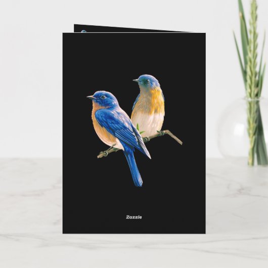 Blauwe Vogels en Botanische Bloemen Trouwprogramma Bedankkaart (Achterkant)