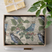 Blauwe vogels en de ontkoppeling van kerstabessen tissuepapier (Geschenk)