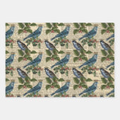 Blauwe vogels en kerstHolly Berries Inpakpapier Vel (Voorkant 3)