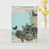 Blauwe vogels en Rozen Kijk, kom snel goed Kaart (Gele Bloem)