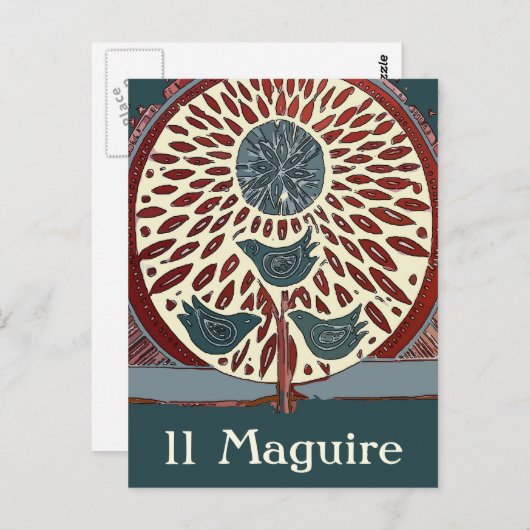 Blauwe Vogels in Boom Abstract 11 Maguire Briefkaart (Voorkant / Achterkant)