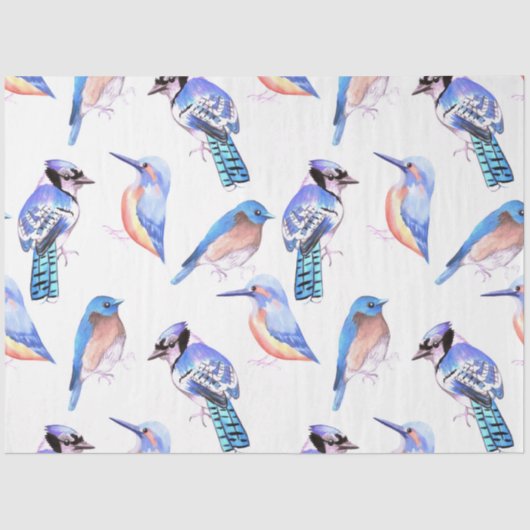 blauwe vogels in een analoge kleurregeling tissuepapier (Voorkant)