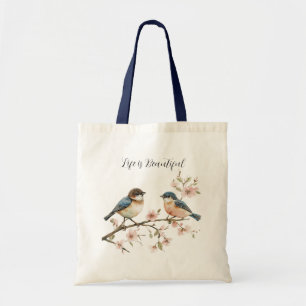 Blauwe Vogels Kersenbloesem Konijn Paardenbloem We Tote Bag