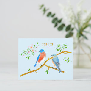 Blauwe vogels Lichtblauw Briefkaart