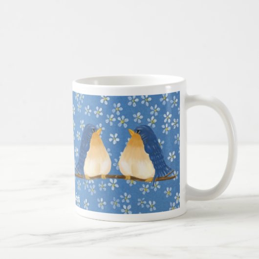 Blauwe Vogels Mok (Rechts)