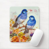 Blauwe vogels muismat (Met muis)