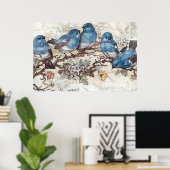 Blauwe vogels poster (Thuiskantoor)