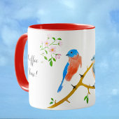 Blauwe vogels Rood & Wit Mok