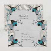 blauwe vogels Silver Rsvp met envelop (Voorkant / Achterkant)