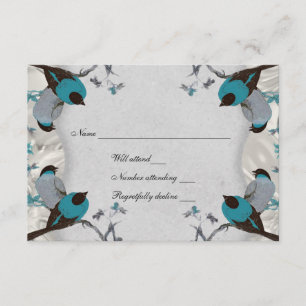 blauwe vogels Silver Rsvp met envelop Kaartje
