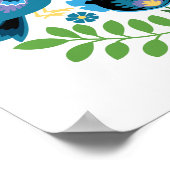 Blauwe vogels van de Poolse Folk Poster (Hoek)