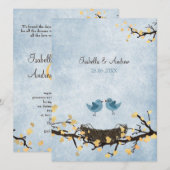 Blauwe vogels verliefd kaart (Voorkant / Achterkant)