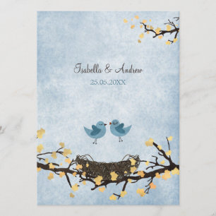 Blauwe vogels verliefd kaart