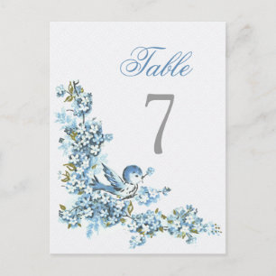 Blauwe Vogels Winter Trouwtafel Nummer Briefkaart