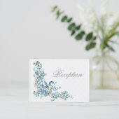 Blauwe Vogels Winter Wed Receptie Enclosure Informatiekaartje (Staand voorkant)