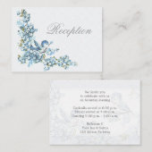 Blauwe Vogels Winter Wed Receptie Enclosure Informatiekaartje (Voorkant / Achterkant)