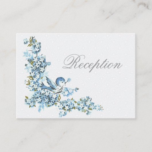 Blauwe Vogels Winter Wed Receptie Enclosure Informatiekaartje (Voorkant)
