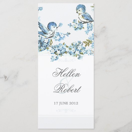 Blauwe Vogels Winter Wedding Ceremony Programma (Voorkant)
