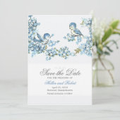 blauwe vogels winterhuwelijk sparen de datum save the date (Staand voorkant)