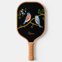 Blauwe vogels Zwart Pickleball Paddle