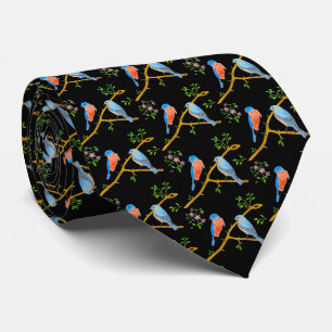 Blauwe vogels Zwarte stropdas