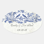  blauwe vogeltrekkers ovale sticker (Voorkant)