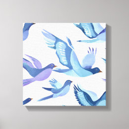 Blauwe Vogelvlucht | Moderne Aquarel Schildering Canvas Afdruk