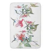 Blauwe vogelvogels Roodbloemen Wit-mat Badmat (Voorkant Verticaal)