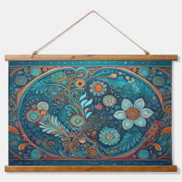 Blauwe volkskunst en Boho Wall Hanging Hangend Wandkleed