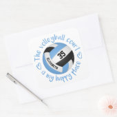 blauwe volleybalrechtbank gelukkig plaats typograf vierkante sticker (Envelop)