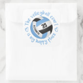 blauwe volleybalrechtbank gelukkig plaats typograf vierkante sticker (Tas)