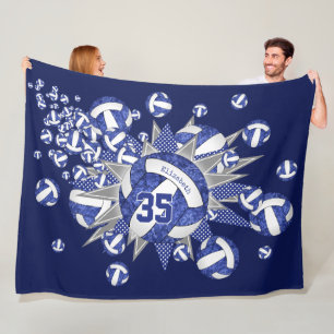 blauwe volleybalsterren meisjes sport aangepast fleece deken